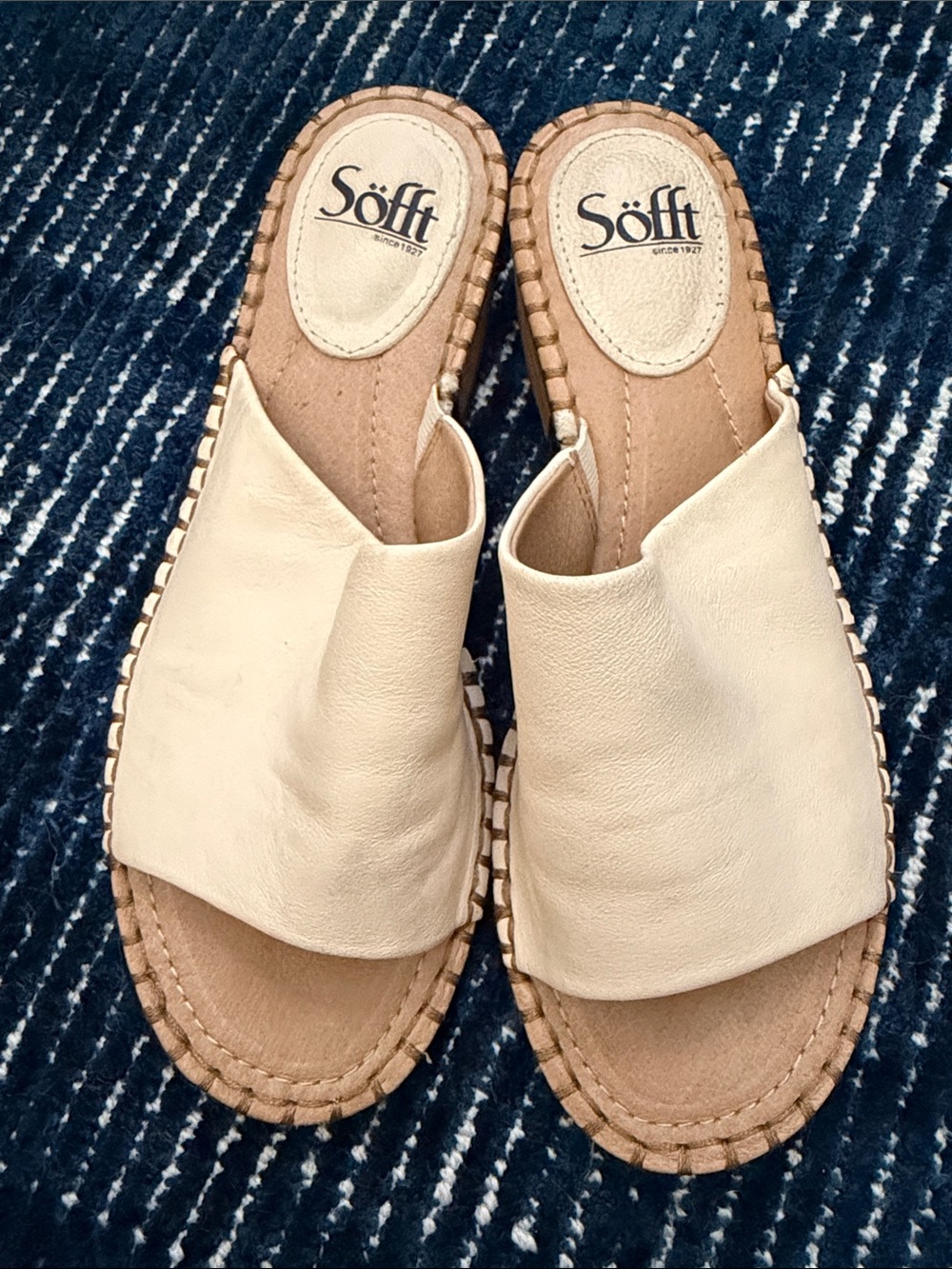Söfft Cream Leather Slide Mules
